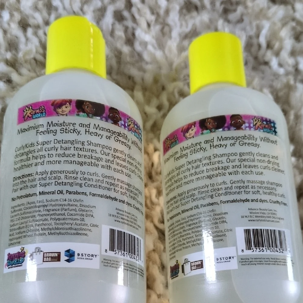 Set Of 2 Curly Kids Super Detangle Shampoo. 8 Oz Each. Sulfate & Paraben-free!